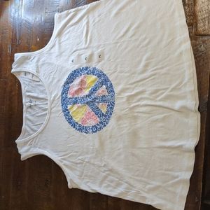 Style & Co. Women's Petite Flower Power knit tank Size PL White